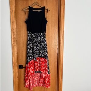 Vince Camuto Navy and Red Floral High Low Dress